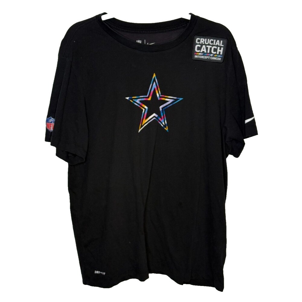 Nike Black Dallas Cowboys Crucial Catch Intercept Cancer Mens Size XL Tee